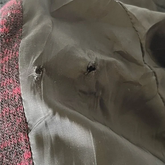 Aritzia Wilfred Varsity Bomber Jacket Size 8 Wool & Cotton Blend Black/ Maroon - Picture 10 of 12